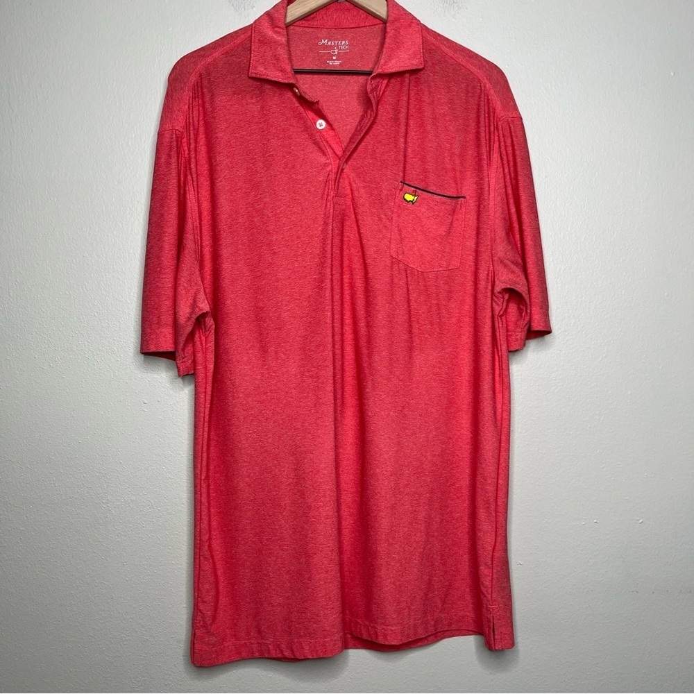 Masters Tech Men Polo Shirt Medium Red United States‎ Flag Performance US Golf